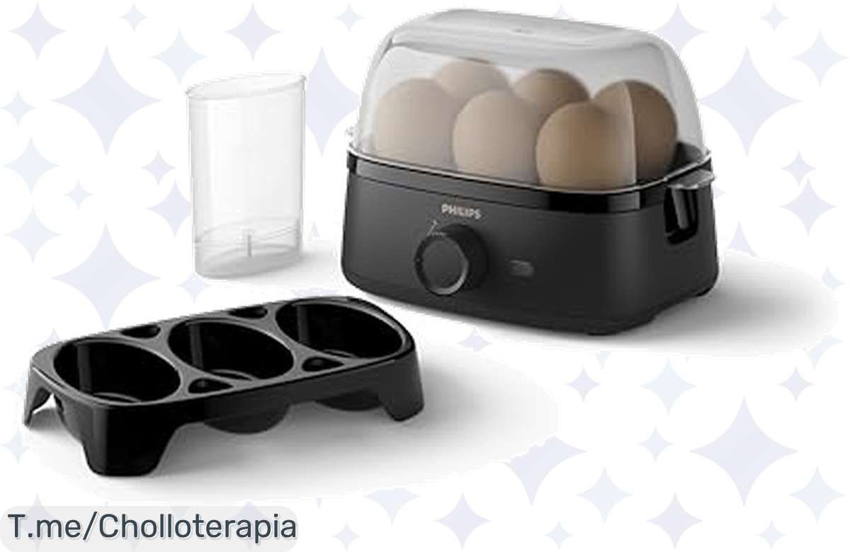 Cocina huevos perfectos para toda la familia con Philips Cuece Huevos y disfruta de mañanas fáciles. Super chollo limitado, ¡aprovecha este ofertón y transforma tu cocina ya!