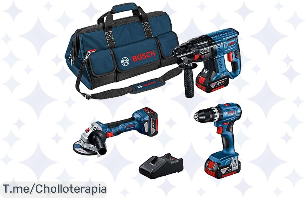 Desata tu poder con el set Bosch Professional: taladro, martillo y amoladora, ¡super chollo que transforma tus trabajos en un paseo! Oferta limitada, compra ya.