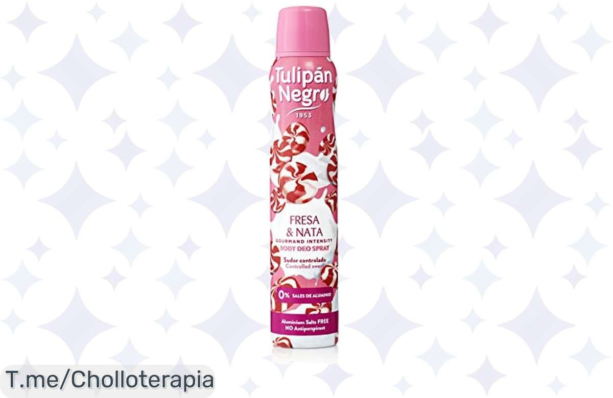 Descubre Tulipán Negro, el desodorante que huele a fresa y nata, cuidando tu piel y frescura todo el día. ¡Ofertón limitado que no puedes dejar escapar!