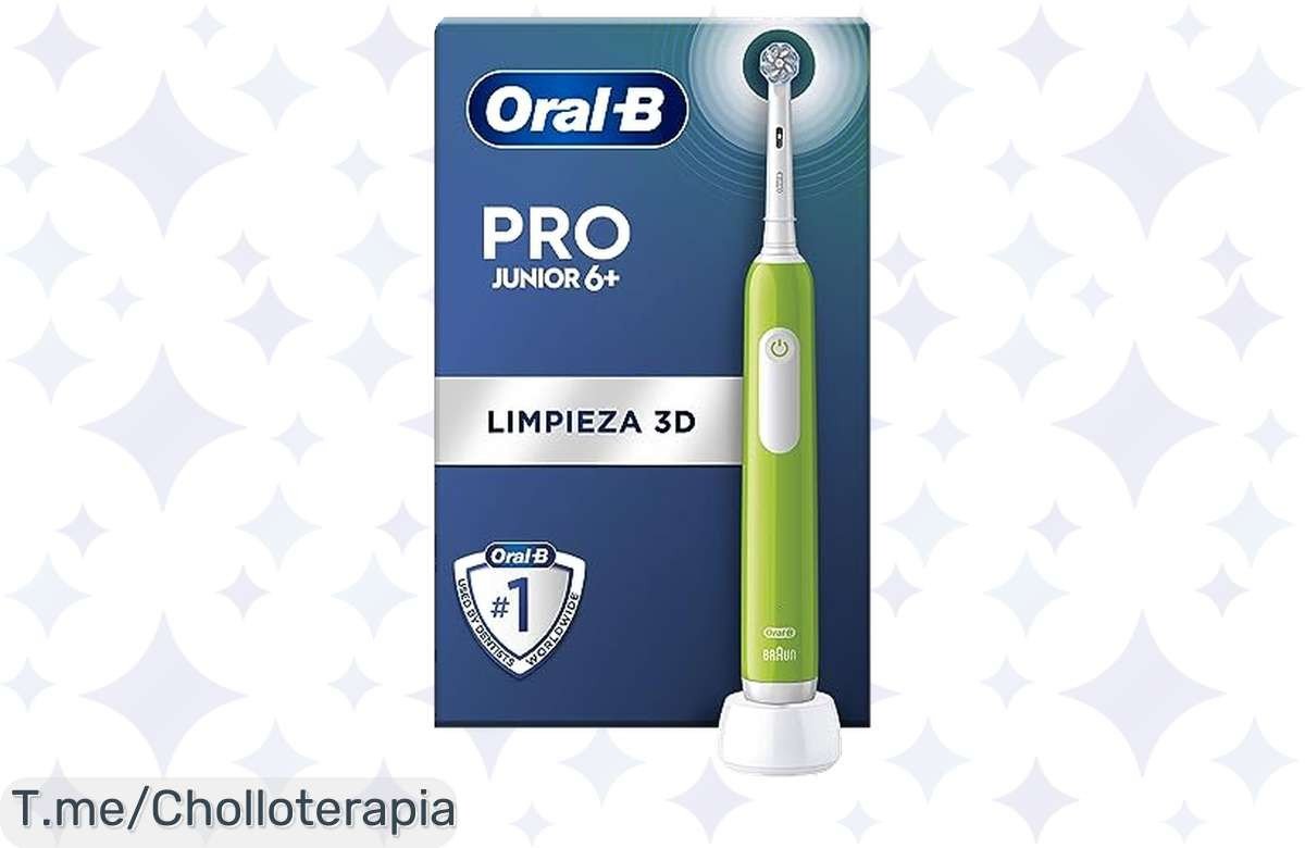 Descubre el cepillo eléctrico OralB Pro Junior, ¡ofertón único! Protege las encías de tu hijo mientras se divierte. ¡Solo por tiempo limitado, no te lo pierdas!
