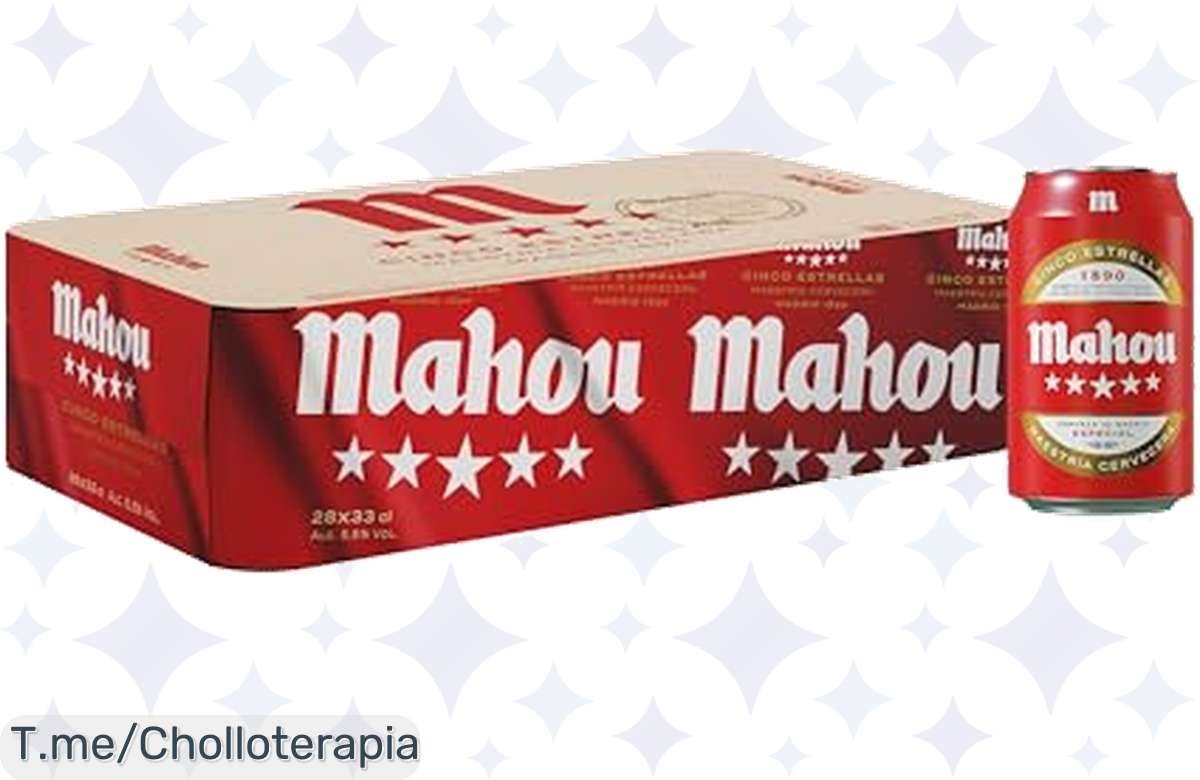 Descubre el chollo de 28 latas de Mahou 5 Estrellas, la cerveza con un sabor dorado y aroma irresistible. ¡Compra ahora y transforma cada momento en una celebración!