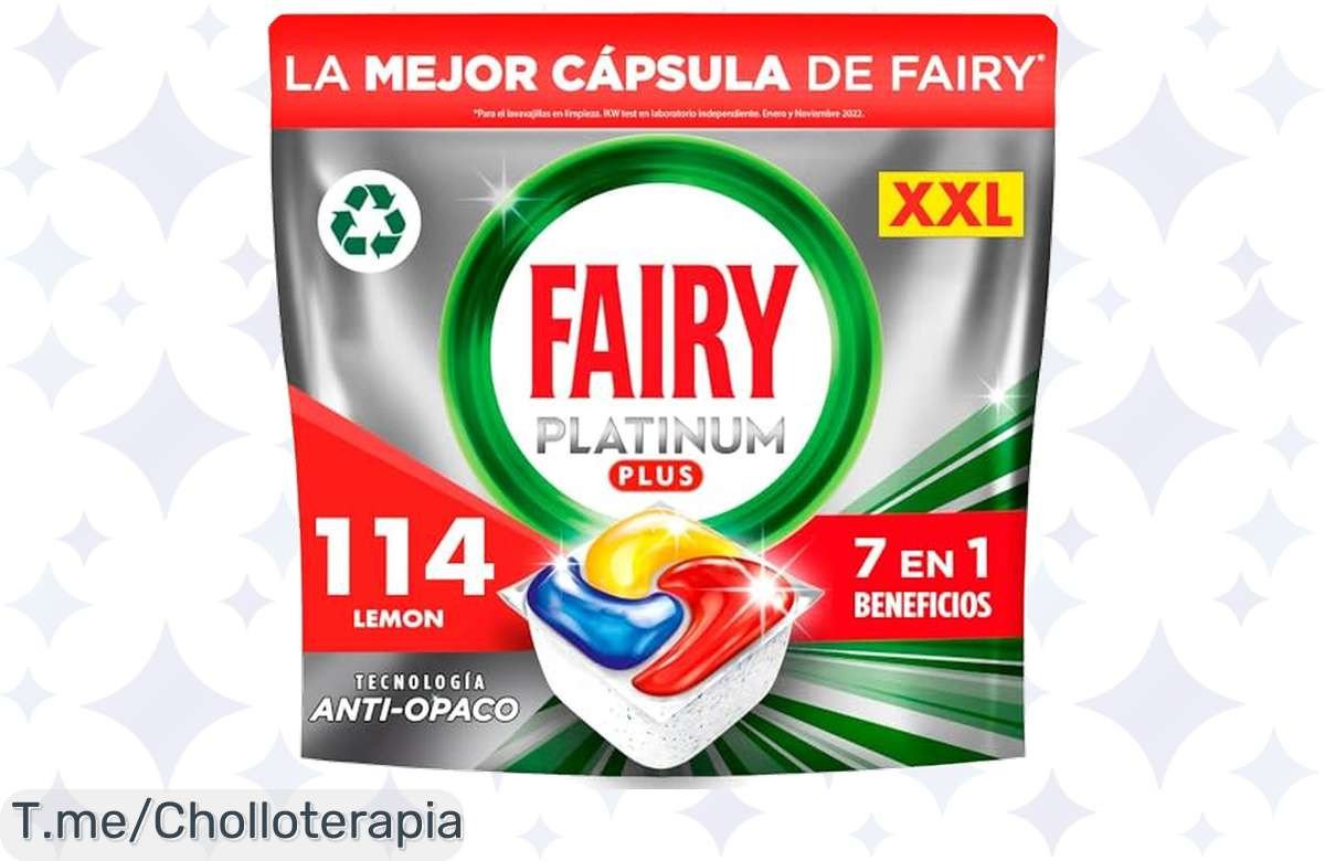 Descubre el ofertón del año: Fairy Platinum Plus, 114 cápsulas que dejan tu vajilla impecable y ahorran tiempo. ¡Aprovecha este chollo limitado y compra ya!
