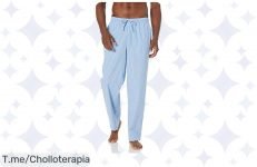 Descubre el ofertón del año: Pantalón de Pijama en azul claro con cordón ajustable y bolsillos, ¡tu comodidad a un precio loco! ¡Compra ya antes de que se agote!