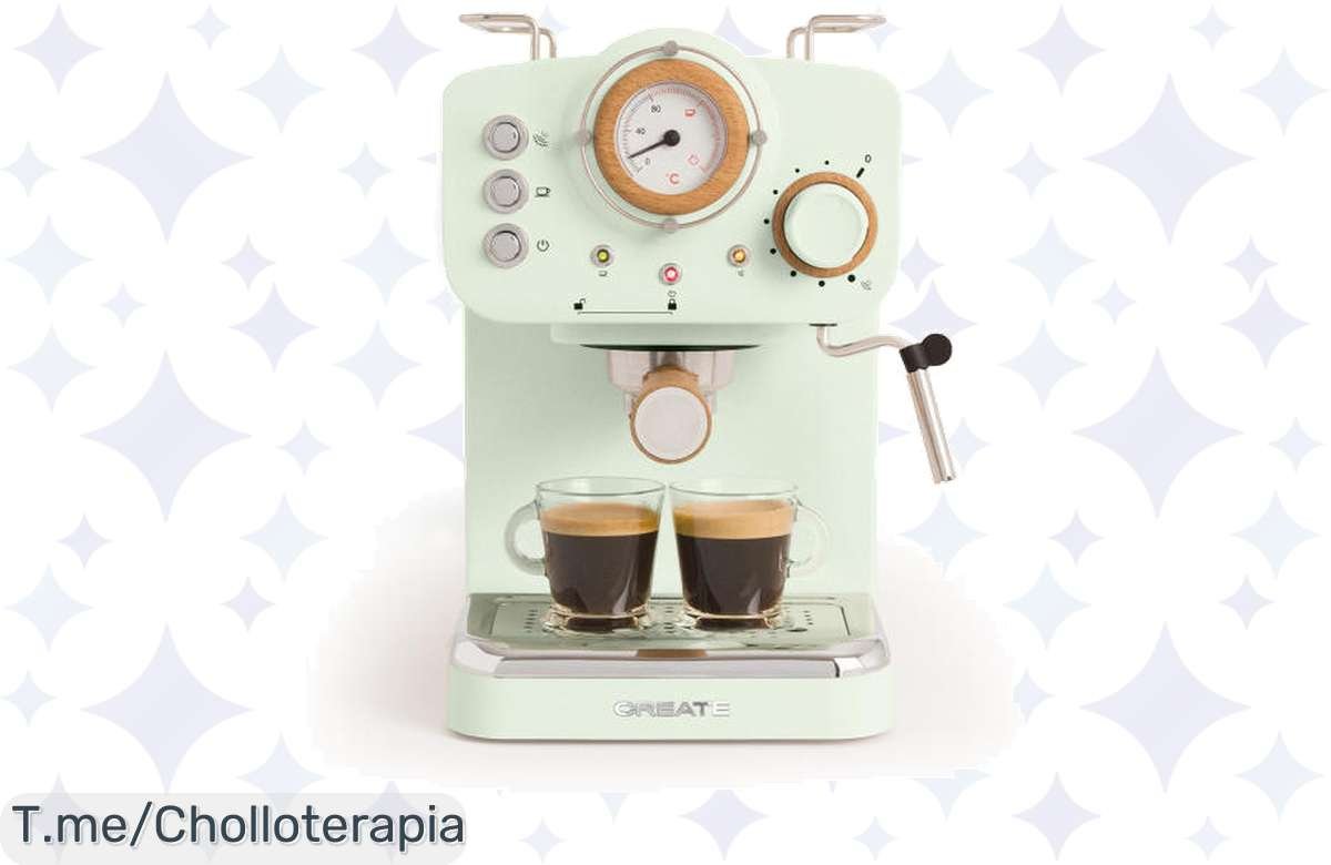 Descubre el ofertón del café perfecto con la Cafetera Express THERA RETRO: 20 bar de presión y un diseño increíble. ¡Hazla tuya ahora y transforma tus mañanas!