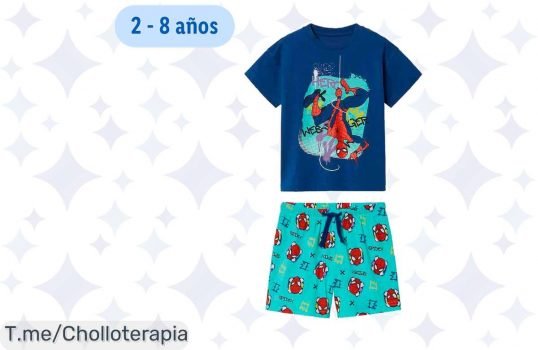 Descubre el pijama corto Spiderman, comodidad total en algodón puro para que tu pequeño se sienta como un superhéroe ¡No dejes pasar este ofertón limitado!