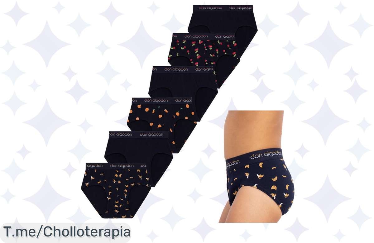 Descubre el super chollo: 6 calzoncillos de Don Algodon con estampados de frutas, comodidad garantizada. ¡Aprovecha este ofertón limitado y compra ya!