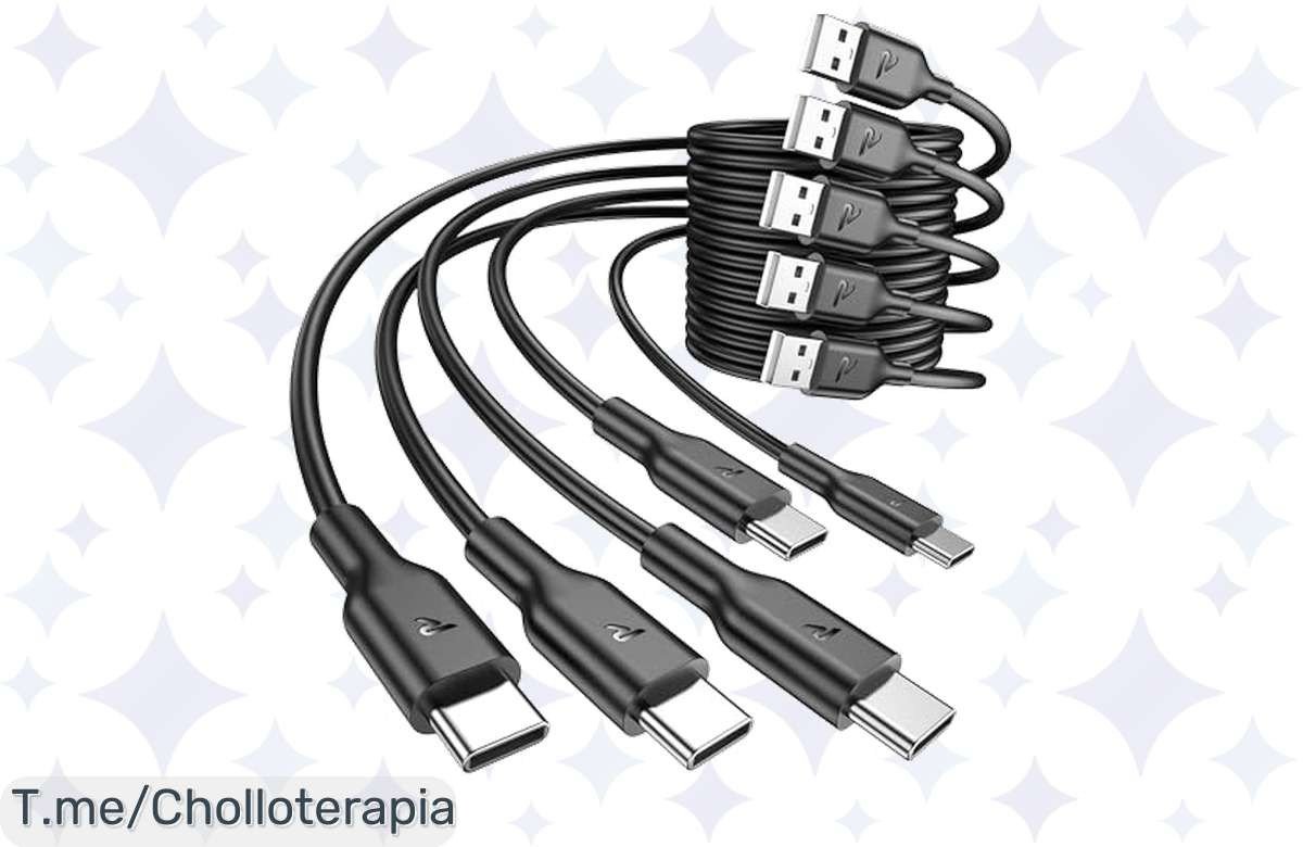 Descubre el super chollo de 5 cables USB C de carga rápida con un descuento brutal, ¡acelera tu carga y no dejes pasar esta oferta única y limitada!