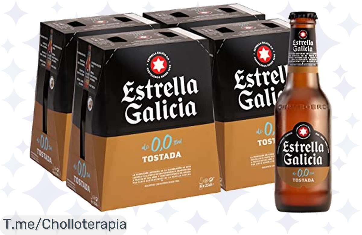 Descubre el super chollo de Estrella Galicia 0,0 Tostada: sabor irresistible sin alcohol que alegra tus momentos. ¡Hazte con tu pack de 24 botellas antes de que se agote!