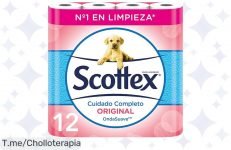 Descubre el super chollo de Scottex Original: 12 rollos de suavidad y confort que tu piel y hogar merecen No dejes pasar esta oferta limitada, ¡compra ya!