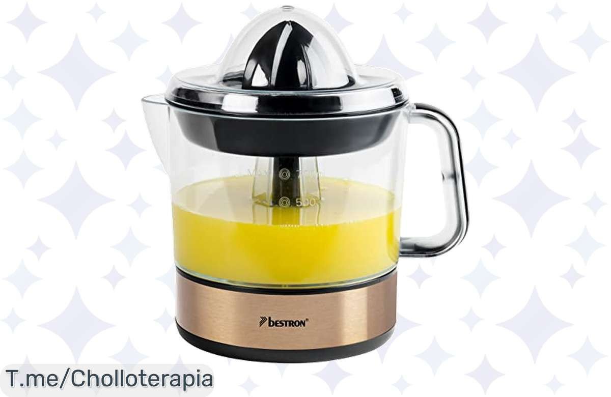 Exprimidor Bestron: ¡El chollazo de cítricos que transforma tus desayunos! Motor de doble giro y 0,7L de capacidad, ¡aprovecha este ofertón antes de que se agote!