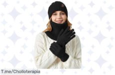 ¡No dejes pasar el ofertón del invierno! Gorro y bufanda de punto grueso en un super chollo que te mantendrá cálido con un descuento brutal ¡Aprovecha esta oportunidad única ahora!