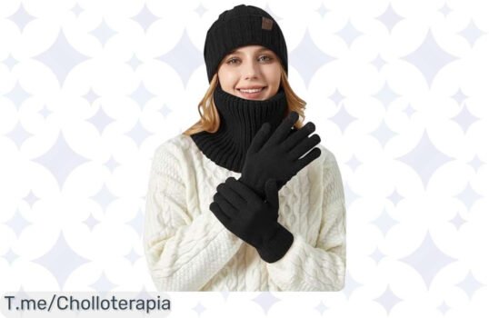 ¡No dejes pasar el ofertón del invierno! Gorro y bufanda de punto grueso en un super chollo que te mantendrá cálido con un descuento brutal ¡Aprovecha esta oportunidad única ahora!