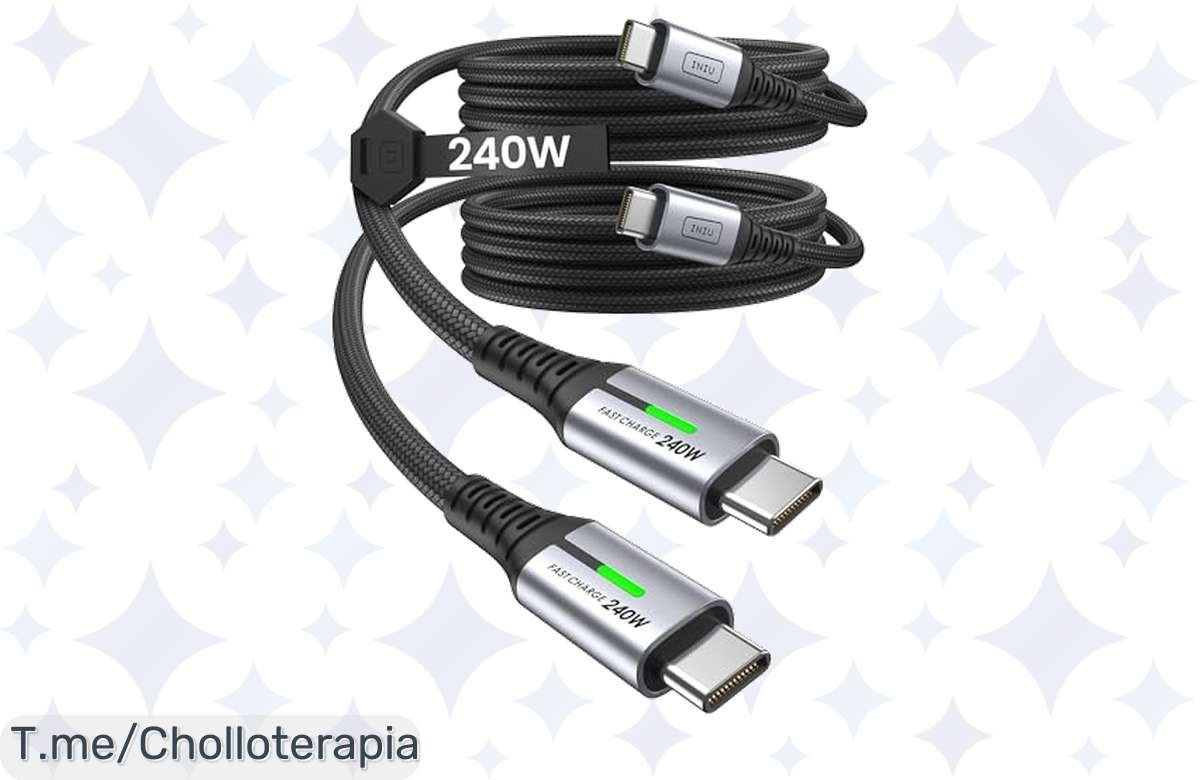 ¡No te pierdas este ofertón! Consigue 2 cables INIU USB C de 240W con carga rápida PD3.0 a un precio loco, stock limitado, ¡compra ya y aprovecha el super chollo!