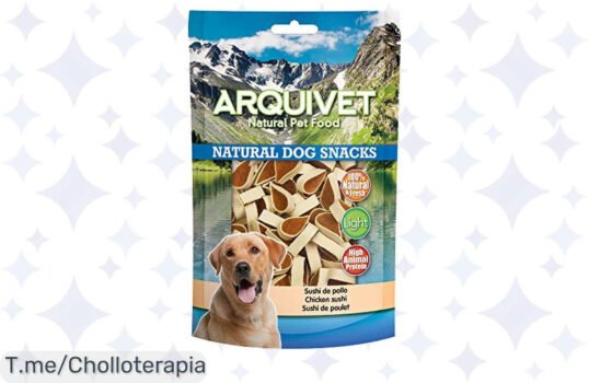 Transforma la hora del snack de tu perro con Arquivet Sushi de Pollo, un super chollo 100% natural que lo hará feliz ¡Aprovecha este ofertón y compra ahora antes de que se agote!