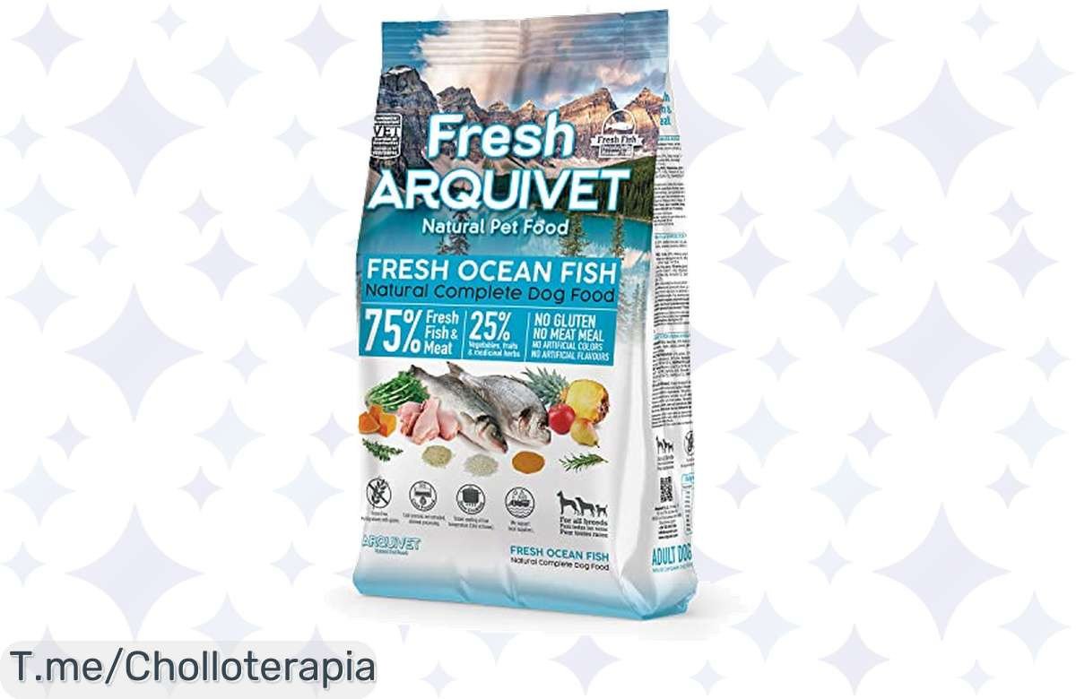 Transforma la vida de tu perro con Arquivet Fresh Ocean Fish, 75% carne y pescado para una felicidad sin igual. Aprovecha el ofertón y dale el regalo que merece, ¡compra ahora!