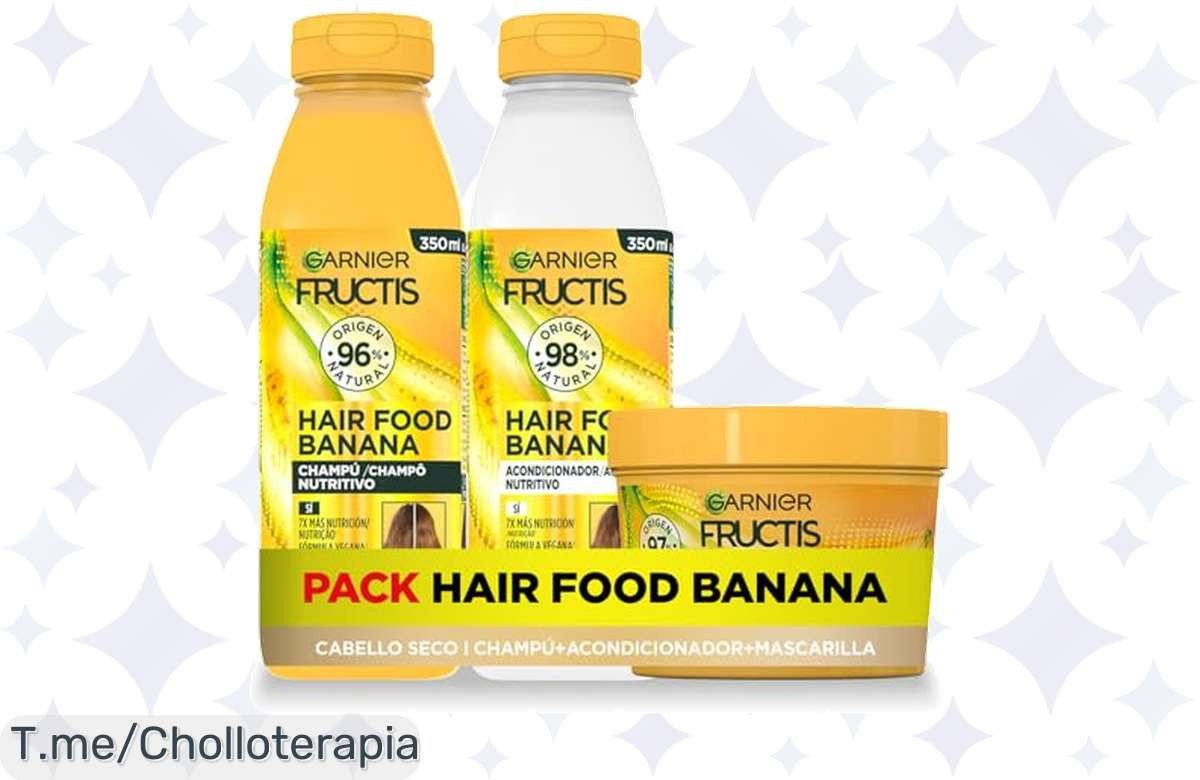Transforma tu cabello seco en suavidad pura con Garnier Fructis Hair Food: ¡un ofertón de champú, acondicionador y mascarilla al precio de ganga que no puedes dejar escapar!