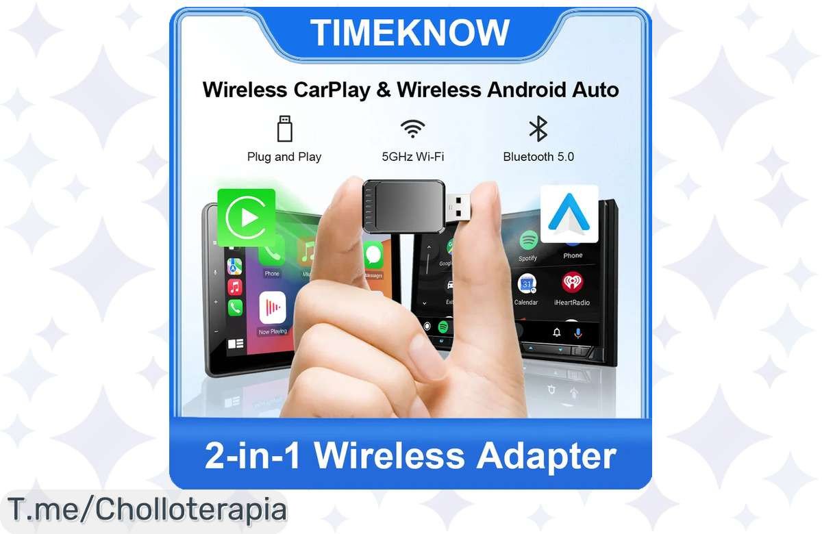Transforma tu coche en un smart car con el adaptador CarPlay TIMEKNOW y disfruta de una experiencia única al volante. ¡Aprovecha este ofertón antes de que se agote!