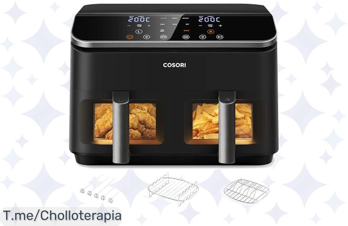 Transforma tu cocina con la COSORI Freidora de Aire Doble Cesta 8.5L, 10 funciones en 1 y limpieza fácil. ¡Oferta única e irresistible, compra ya este super chollo!