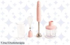 Transforma tu cocina con la batidora de mano rosa: potencia de 1000W, 6 velocidades y limpieza fácil ¡Aprovecha este ofertón único antes de que se acabe!