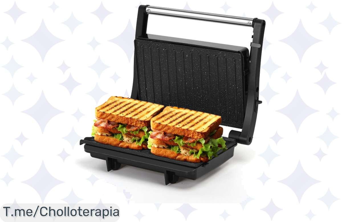 Transforma tu cocina con la parrilla eléctrica que abre a 180º, ¡prepara deliciosos sandwiches en minutos! No te pierdas este ofertón, ¡compra ahora antes de que se agote!