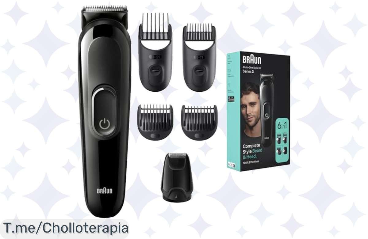 Transforma tu estilo hoy con la Braun MGK3420: recortadora 6 en 1 sin cables, ahorra tiempo y disfruta de 50 minutos de uso. ¡No dejes pasar este super chollo limitado!