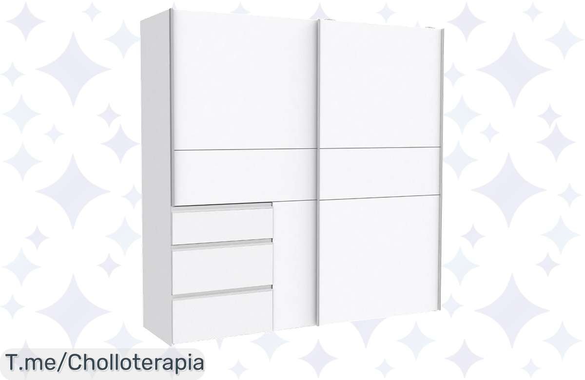 Transforma tu hogar con el armario Nevada Plus, un super chollo con 2 puertas correderas y 3 cajones. Organiza tu vida y aprovecha esta oferta única antes de que se agote.