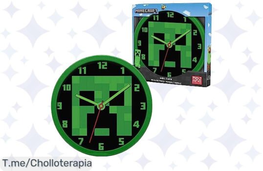 Transforma tu hogar con el reloj de pared Minecraft, ideal para tus peques y con agujas claras para no llegar tarde ¡Aprovecha este ofertón y compra ya antes de que se agote!