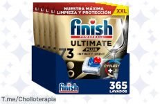 Transforma tu limpieza con Finish Ultimate Plus: 365 pastillas que brillan como un diamante y eliminan los restos difíciles ¡Aprovecha este super chollo y compra ya!