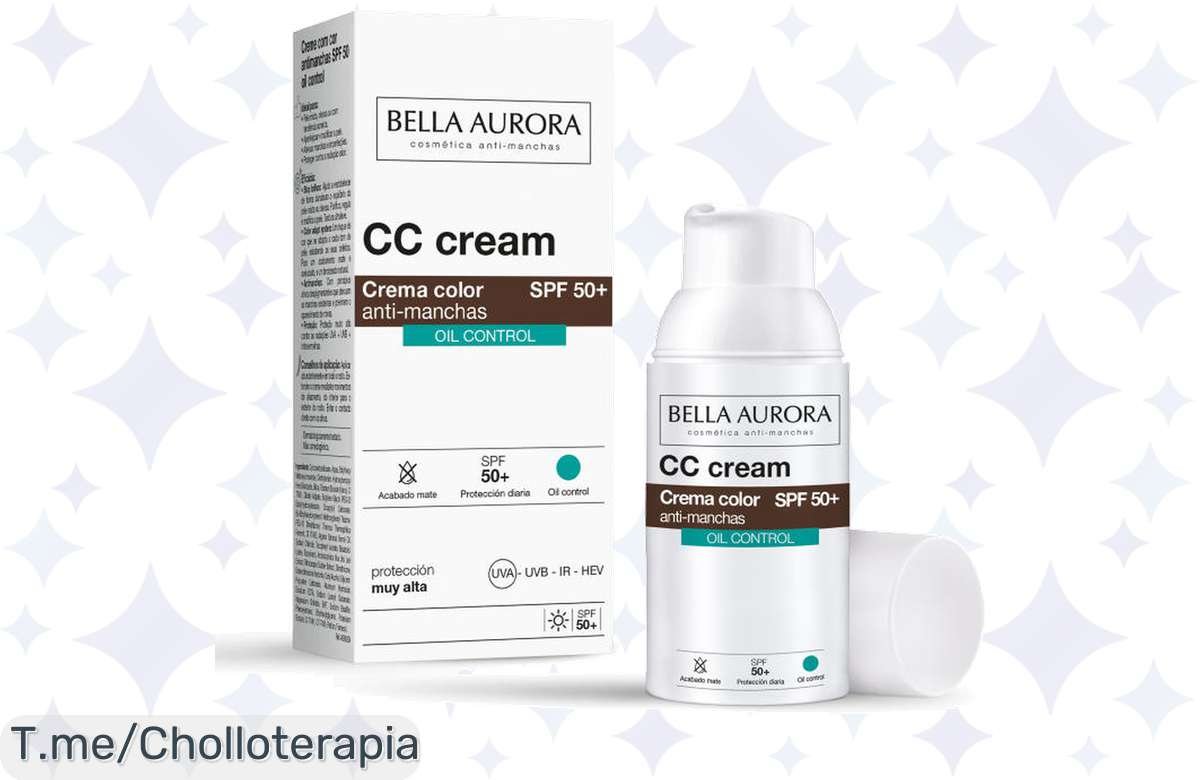 Transforma tu piel con el CC Cream Antimanchas Oil Control SPF50+ de Bella Aurora, un super chollo que ilumina tu cutis. ¡No dejes pasar esta oferta única y brilla ya!