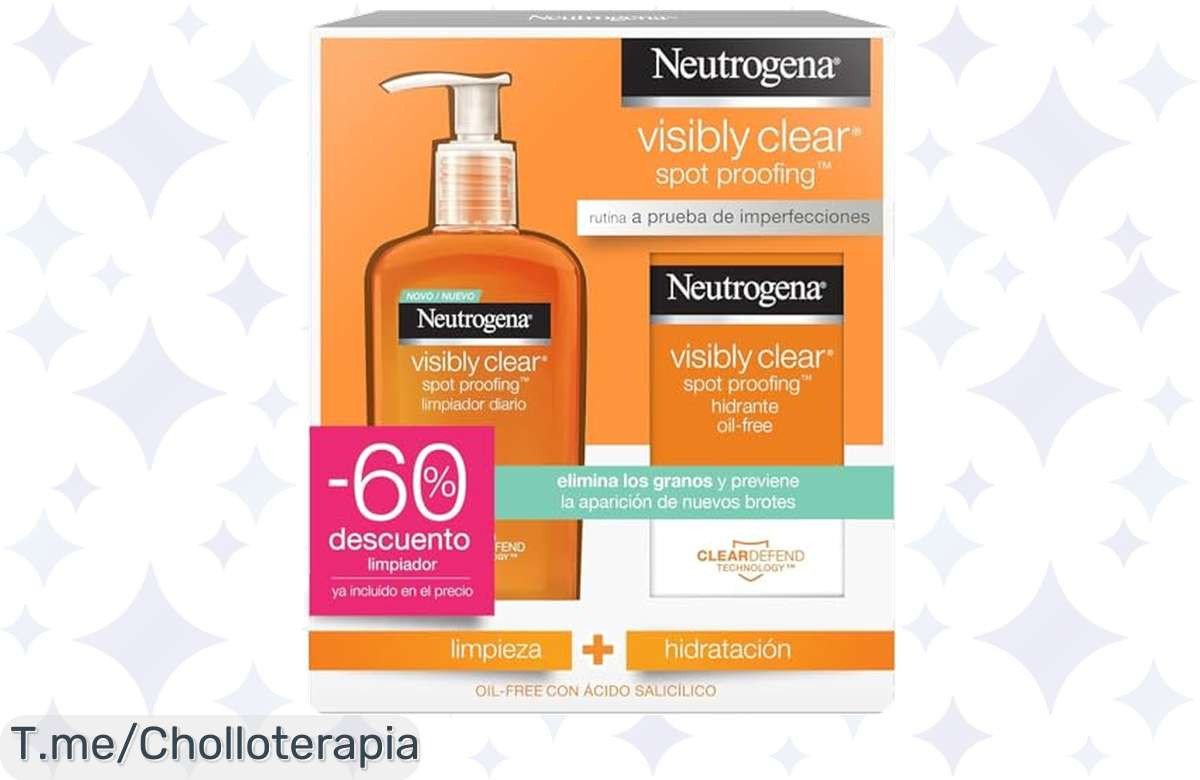 Transforma tu piel con el set Neutrogena: Gel limpiador y hidratante que aclara y combate granos. ¡No dejes pasar este ofertón limitado a precio loco!