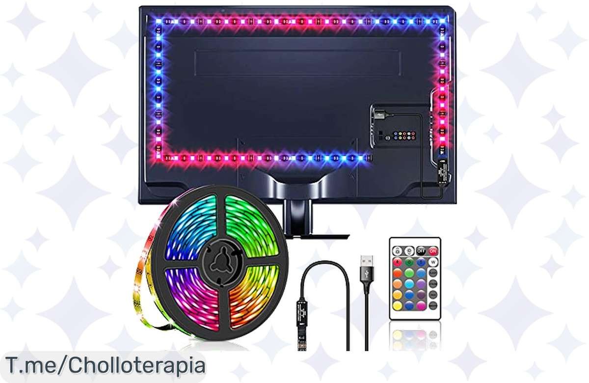 Transforma tu sala de cine con la cinta LED de 2 m: 16 colores vibrantes y un descuento brutal. Haz tu compra ahora y disfruta de noches mágicas con esta oferta única.