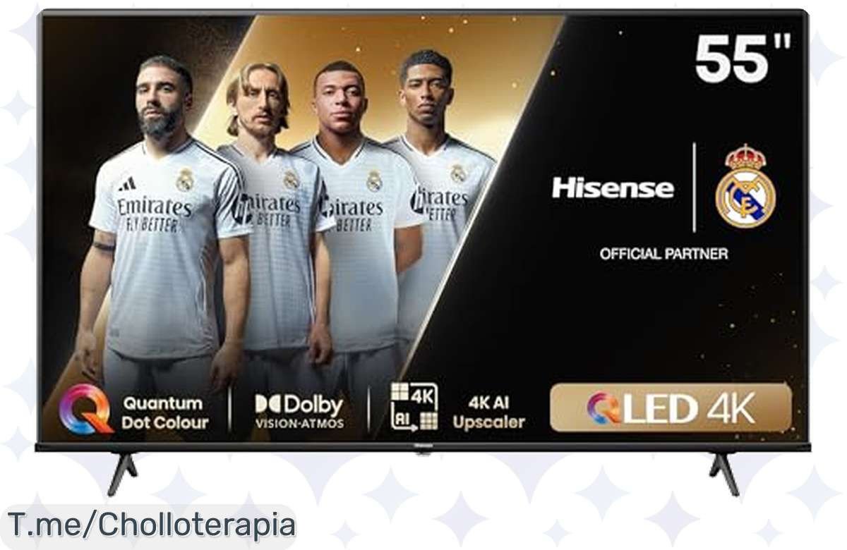 Transforma tu sala en un cine con el Hisense 55E7NQ: colores vibrantes y sonido Dolby Atmos a un precio loco. ¡Aprovecha este ofertón antes de que se agote!