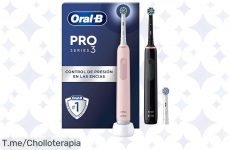 Transforma tu sonrisa con el pack de 2 cepillos eléctricos OralB Pro 3 3900N, elimina hasta un 100% más de placa y aprovecha este ofertón de limpieza dental, ¡compra ya antes que se agote!