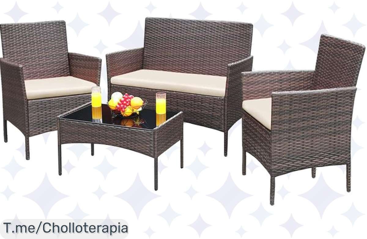 Transforma tu terraza en un paraíso con nuestro conjunto de muebles de ratán, resistente y elegante, a un precio loco. ¡Solo por tiempo limitado, no te lo pierdas!