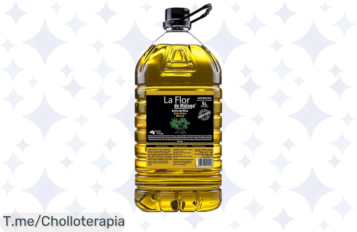Transforma tus comidas con el aceite de oliva suave La Flor de Málaga: 5 litros de puro sabor a un precio loco. ¡No dejes pasar este ofertón, compra ya antes de que se agote!