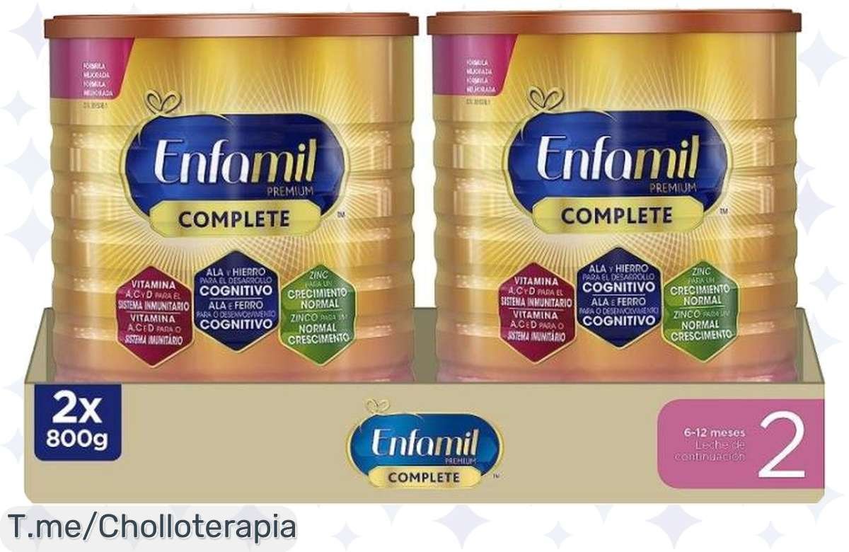 Aprovecha el chollazo del pack x2 de leche Enfamil Complete 2, un super alimento que nutre a tu bebé como nunca. Solo por tiempo limitado, ¡compra ya y asegura su salud!