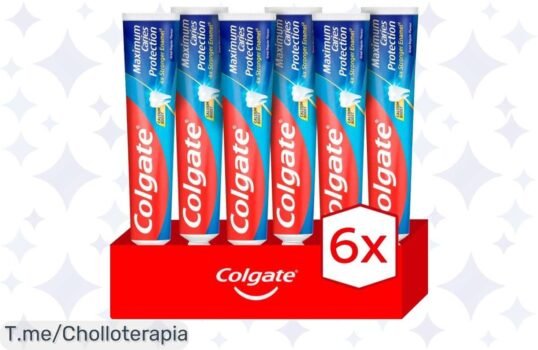 Aprovecha este ofertón de locura: 6 pastas de dientes Colgate Maximum Caries Protection por un precio loco; cuida tu sonrisa y ahorra a lo grande ¡Compra ya, es una oferta limitada!