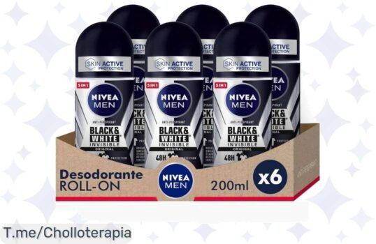 Atrapa el ofertón de NIVEA MEN: 6 desodorantes Black & White en un super chollo para sentirte fresco y protegido ¡No te lo pierdas, compra ya antes que se agote!