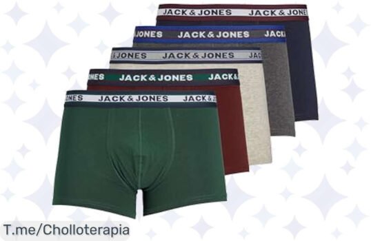 Atrapa este super chollo: Jack & Jones Trunks 5Pack, comodidad total y ajuste perfecto con un 95% de algodón ¡Oferta nunca vista! Actúa ya antes que se acabe esta ganga irresistible