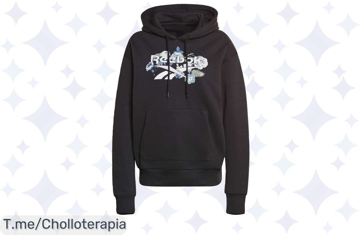 Atrapa tu estilo con la Reebok Sudadera negra, un diseño moderno y ultra cómodo que no puedes dejar pasar. ¡Oferta limitada, hazla tuya ya y deslumbrarás!