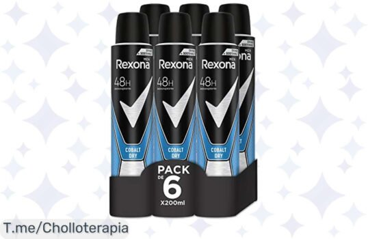 Atrévete a disfrutar del Rexona Cobalt Dry, 6 unidades de frescura y protección total por 48 horas a un precio loco ¡No te lo pierdas, la oferta es limitada!