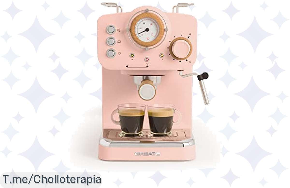 Cafetera Express Semiautomática Rosa: Prepara café perfecto en minutos con 20 bares de potencia y espuma deliciosa, ¡no te pierdas este super chollo! Compra ya antes que se agote.