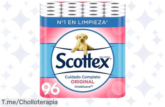 Chollazo imperdible: ¡96 rollos de Scottex Original a precio loco! Suavidad y resistencia que transformarán tu día Aprovecha el ofertón y compra ya, ¡la oferta es limitada!