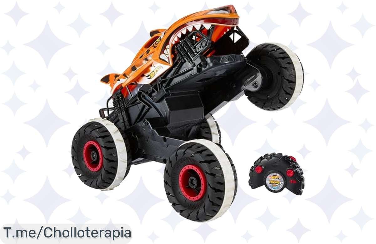 Conquista el mundo con Hot Wheels Monster Trucks Tiger Shark a un precio loco, velocidad de 9.7 km/h y diversión sin límites. ¡Compra ya antes que se agote!
