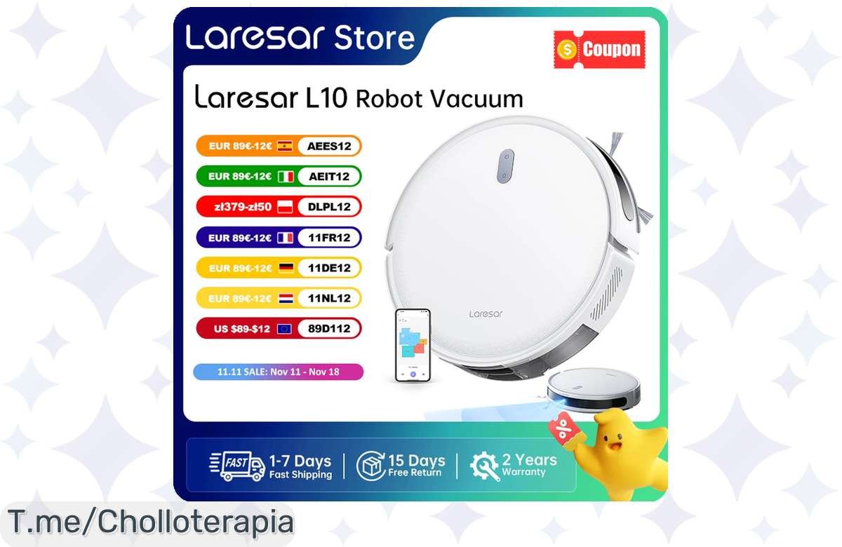 Conquista tu hogar con Laresar L10, la aspiradora robot que limpia por ti durante 150 minutos ¡Aprovecha el super chollo y no te quedes sin la tuya!
