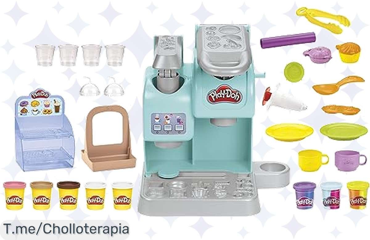 Crea tu cafetería mágica con PlayDoh: 20 accesorios y 8 botes para hacer dulces irresistibles. ¡No dejes pasar este ofertón, diversión creativa a precio loco por tiempo limitado!