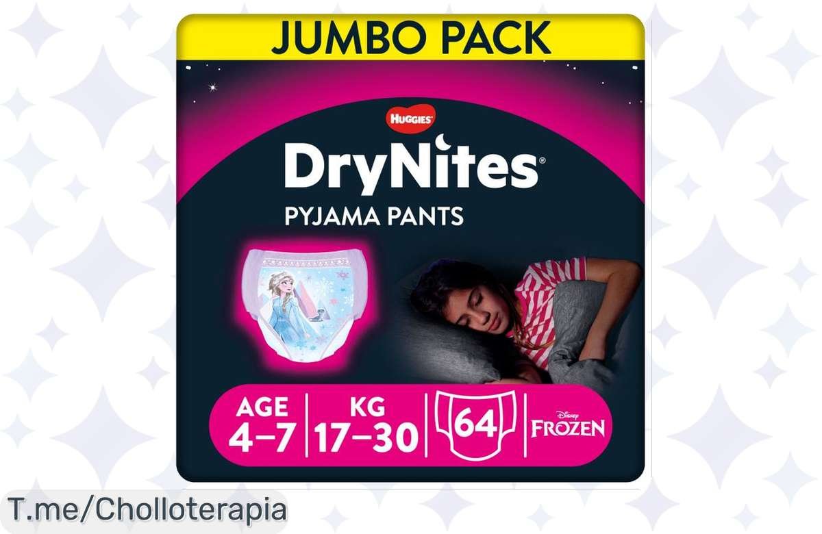 Descubre Huggies Drynites: Protección nocturna ultra absorbente con diseños Disney. ¡No dejes escapar este super chollo y garantiza el descanso perfecto para tus peques ya!