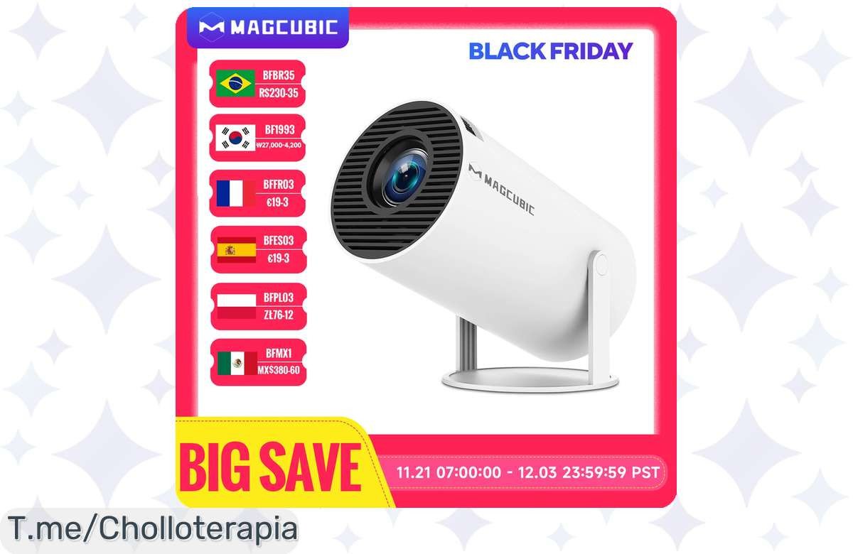 Descubre el Proyector Magcubic HY300 Pro 4K, ¡el super chollo del año con Dual Wifi6! Haz de tus noches de cine una experiencia única. Aprovecha este ofertón antes que se acabe.