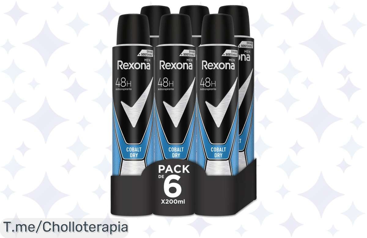 Descubre el Rexona Cobalt Dry en un pack de 6 y disfruta de 48 horas de frescura como nunca antes, ¡ofertón único que no puedes dejar escapar!