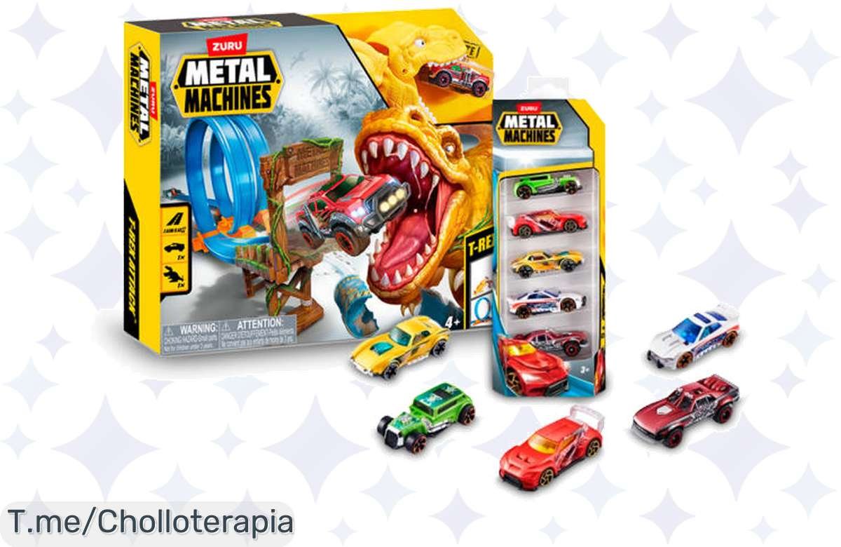 Descubre el Súper Chollo de Metal Machines y derriba al T-Rex con 5 coches incluidos. ¡No te pierdas esta oferta limitada que hará latir tu corazón! Compra ya antes de que se agote.